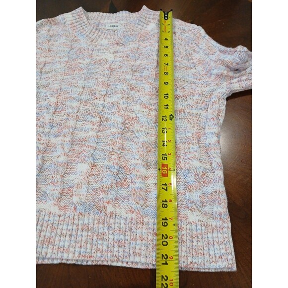 NEW J.CREW Factory Pullover Cableknit Sweater Red White Blue Americana Medium - Picture 12 of 15